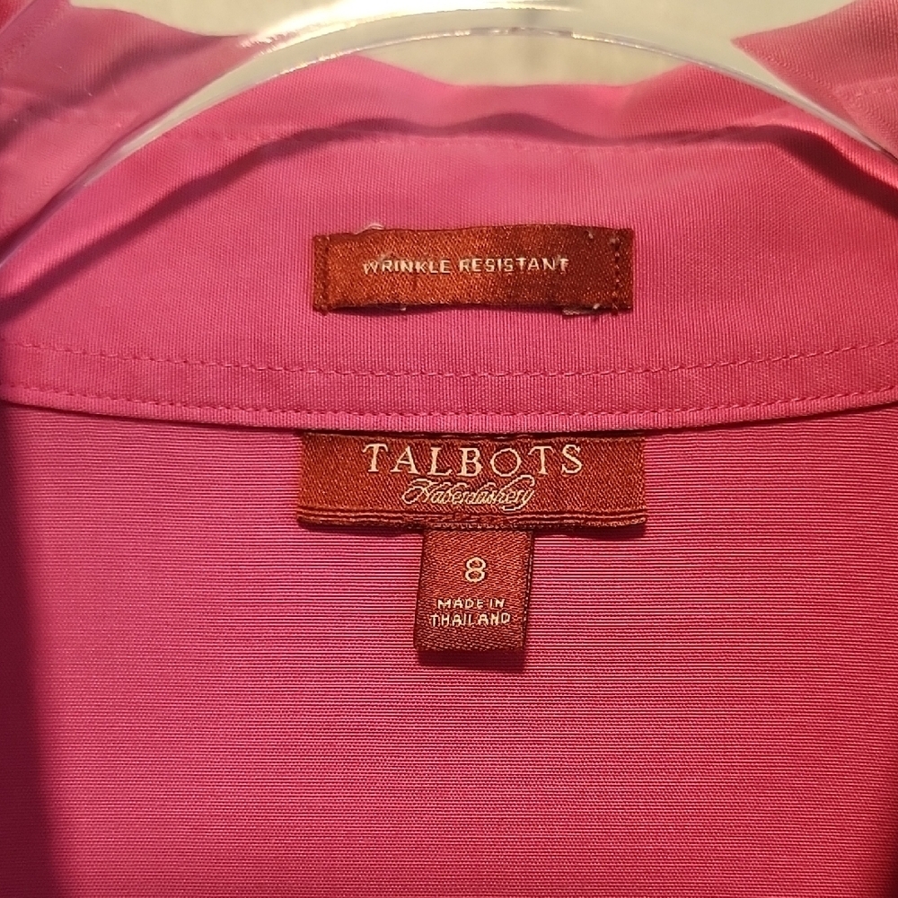 Talbots Vintage Pink Fitted 3/4 Sleeve Button Down with Cuffs Wrinkle Resistant - Picture 2 of 6